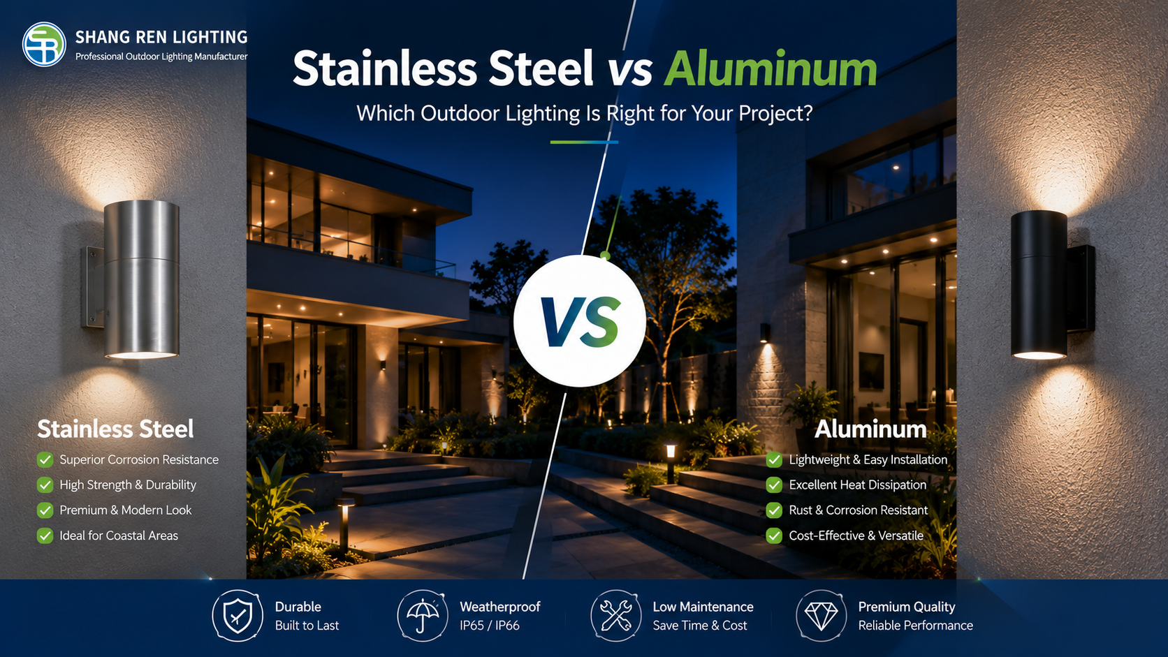 Stainless Steel vs Aluminum Outdoor Lighting: Which Material Is Best for Your Project?